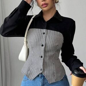 Elegant Black and Gray Women's Top